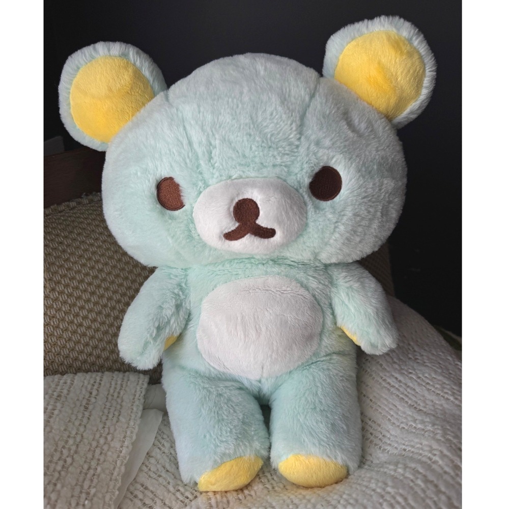 San-X Rilakkuma Korilakkuma Plush 15" Mint Green Aqua Back Zipper 2023